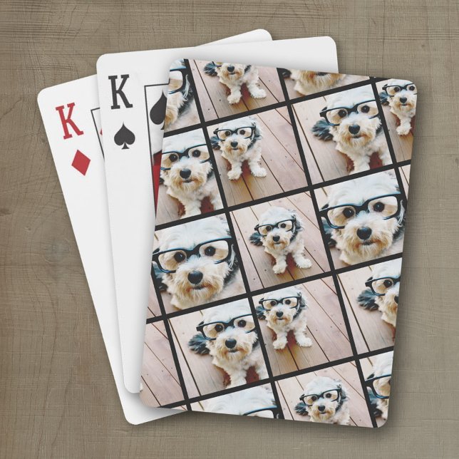 Baraja De Cartas Crear un Collage de fotos Personalizado con 4 foto (Personalized playing cards with a fun area to add photos)