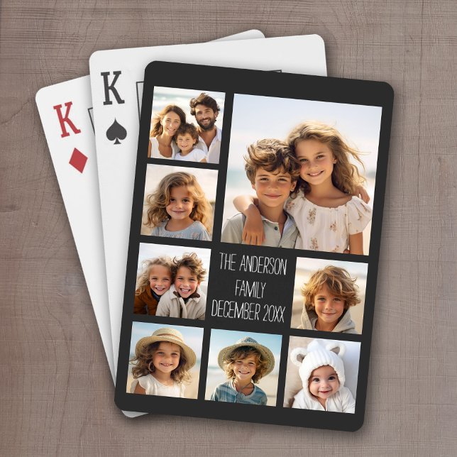 Baraja De Cartas Crear un Collage de fotos Personalizado con 8 foto (Add 8 photos to personalize a set of playing cards. Make a great gift for friends and family.)