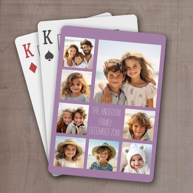Baraja De Cartas Crear un Collage de fotos Personalizado con 8 foto (Personalized Playing Cards with 8 Photos and a Place for your custom text)