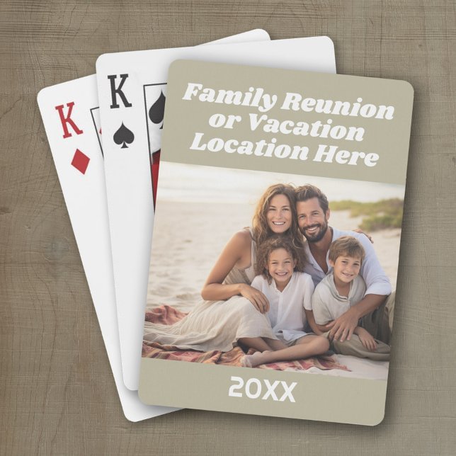 Baraja De Cartas Crear un recuerdo de vacaciones con foto y texto (Personalized playing cards - family reunion or vacation keepsake)