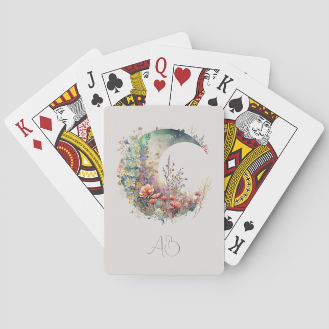 Baraja De Cartas Create Your Own Bright Sunset Floral Crescent Moon (Reverso)