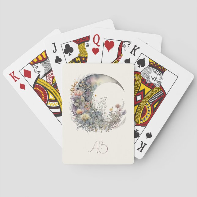 Baraja De Cartas Create Your Own Iridescent Floral Crescent Moon (Reverso)