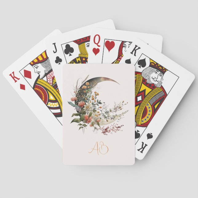 Baraja De Cartas Create Your Own Summer Floral Crescent Moon (Reverso)