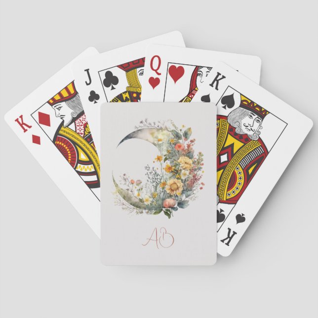 Baraja De Cartas Create Your Own Sunny Floral Crescent Moon (Reverso)