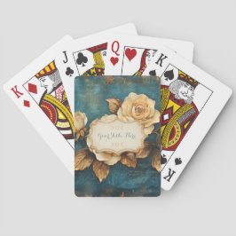 Baraja De Cartas Create Your Own Teal & Gold Roses Love Letter