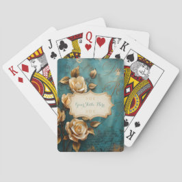 Baraja De Cartas Create Your Own Teal & Gold Roses Spray Floral