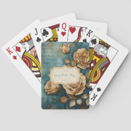 Baraja De Cartas Create Your Own Teal & Golden Yellow Rose Bouquet