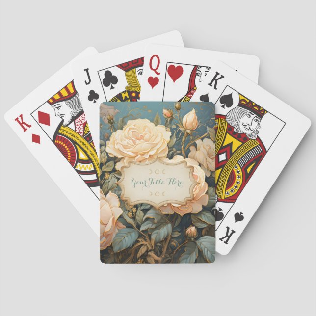 Baraja De Cartas Create Your Own Teal Peach & Yellow Roses Bouquet (Reverso)