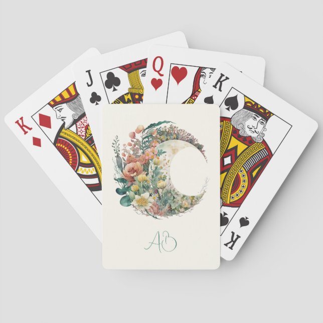 Baraja De Cartas Create Your Own Tropical Floral Crescent Moon (Reverso)