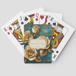 Baraja De Cartas Create Your Own Turquoise Gold Roses Spray Floral