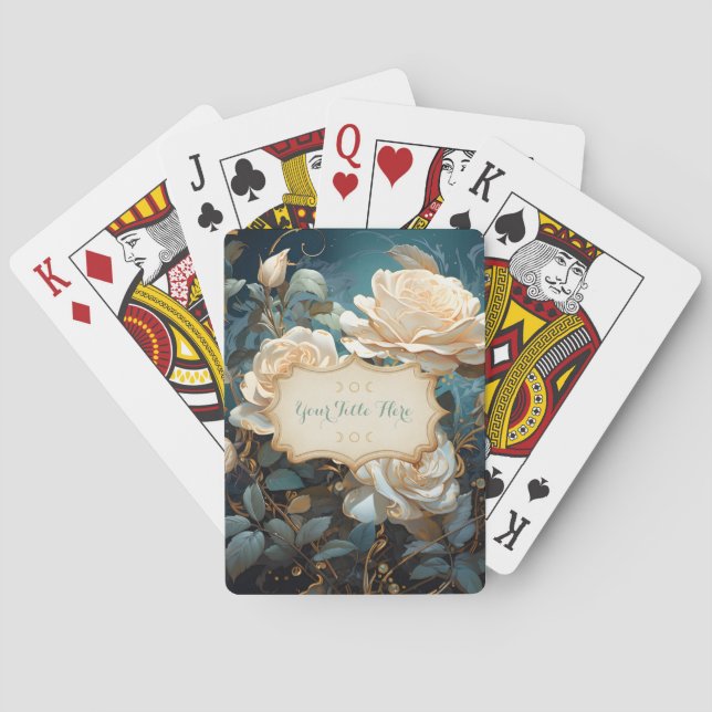 Baraja De Cartas Create Your Own Turquoise Pale Peach Roses Floral (Reverso)