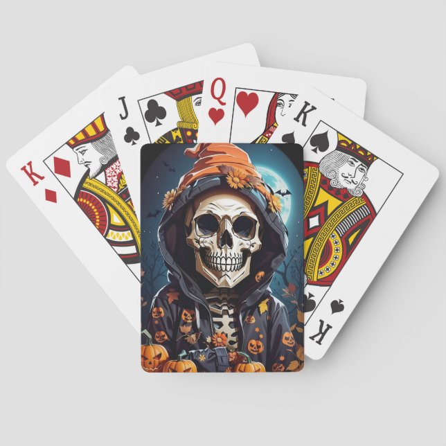 Baraja De Cartas Creepe Grinning Skeleton Halloween (Reverso)