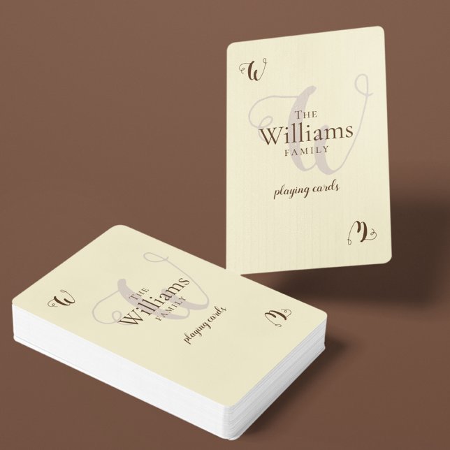 Baraja De Cartas Crema elegante monograma familiar (Subido por el creador)