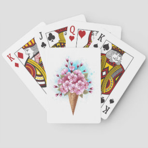 Baraja De Cartas Crema rosa de hielo Sakura Waffle Cone