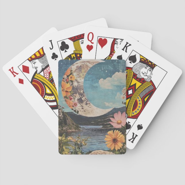 Baraja De Cartas Crescent Moon Over Serene Landscape (Reverso)
