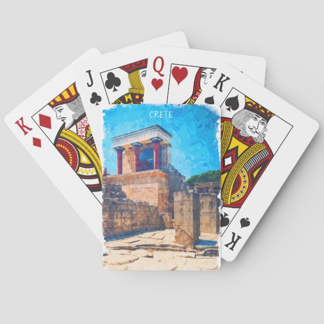 Baraja De Cartas Creta Grecia Antigua acuarela del templo (Reverso)