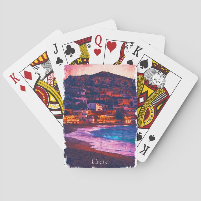 Baraja De Cartas Creta Grecia Pintado de acuarela de la isla griega (Reverso)