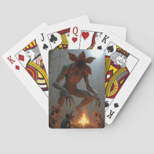 Baraja De Cartas Criaturas Demogorgon alrededor de una fogata