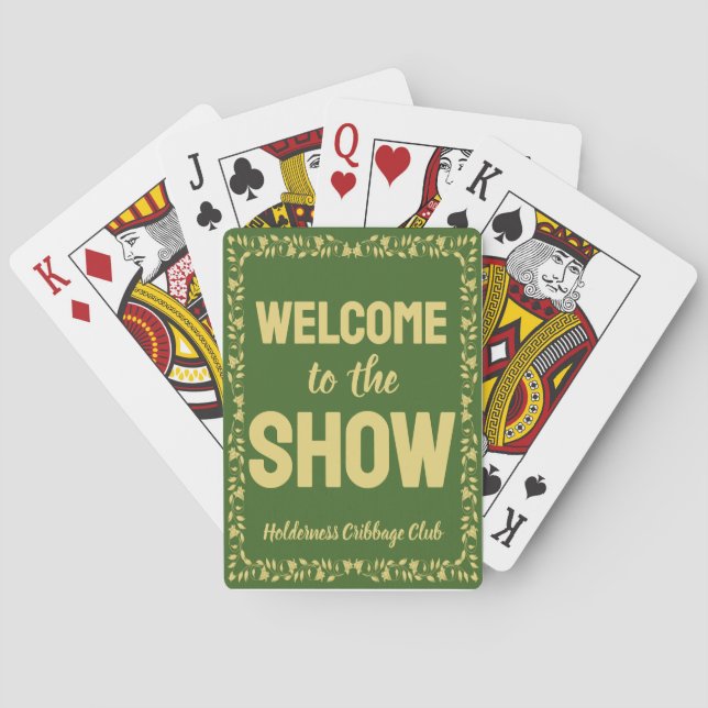Baraja De Cartas Cribbage Welcome to the Show Personalized Green (Reverso)