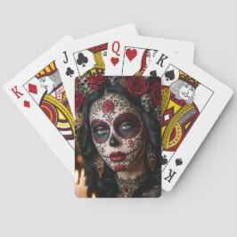 Baraja De Cartas Crimson Rose Calavera – Elegante Día de Muertos