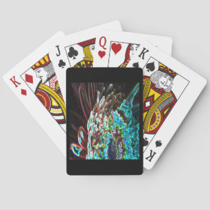 Baraja De Cartas Crisantemo Arte brillante Azul Verde, Blanco y Roj
