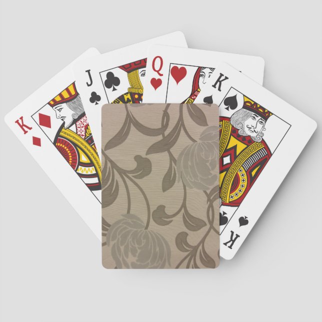 Baraja De Cartas Crisantemo — Plata y Gris (Reverso)
