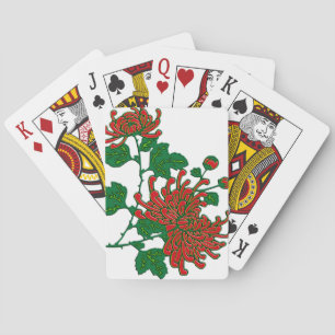Baraja De Cartas crisantemos araña chinos - rojo intenso