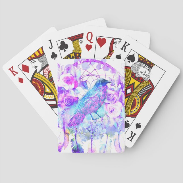 Baraja De Cartas Crow Dreamcatcher Blue Purple Floral (Reverso)