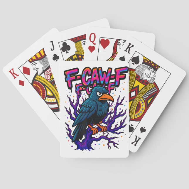 Baraja De Cartas Crow, F-Caw-F Funny Bird Moon Gothic Adult Humor M (Reverso)