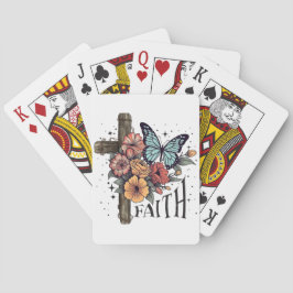 Baraja De Cartas Cruz de fe floral