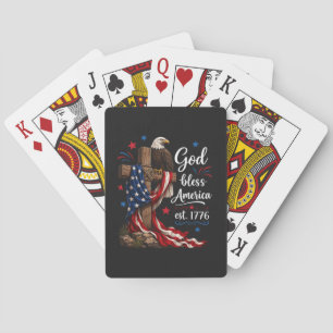 Baraja De Cartas Cruz Patriótica Dios Bendiga a América