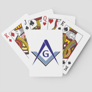 Baraja De Cartas Cuadrado y compases azules modernos