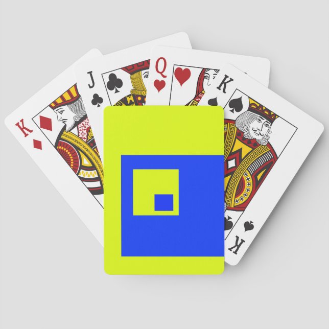 Baraja De Cartas Cuadrados amarillo y azul (Reverso)