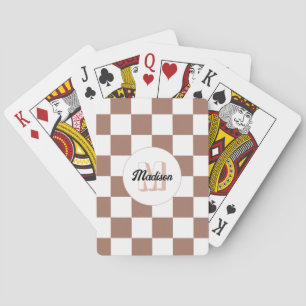 Baraja De Cartas Cuadrados de damero mocha marrón blanco Monograma 