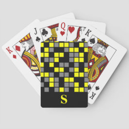Baraja De Cartas Cuadrados de mosaico amarillos, negros y grises mo