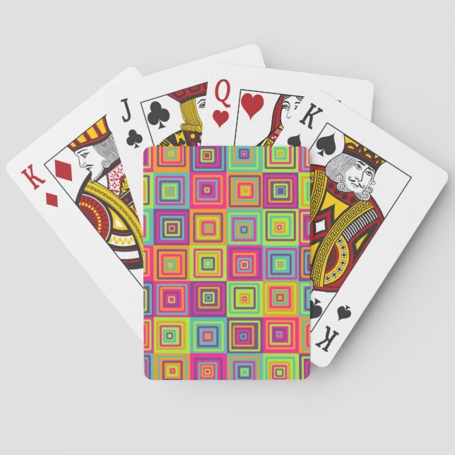 Baraja De Cartas Cuadrados geométricos coloridos (Reverso)