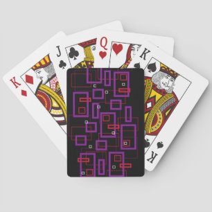 Baraja De Cartas Cuadrados retro, rojo, púrpura y negro