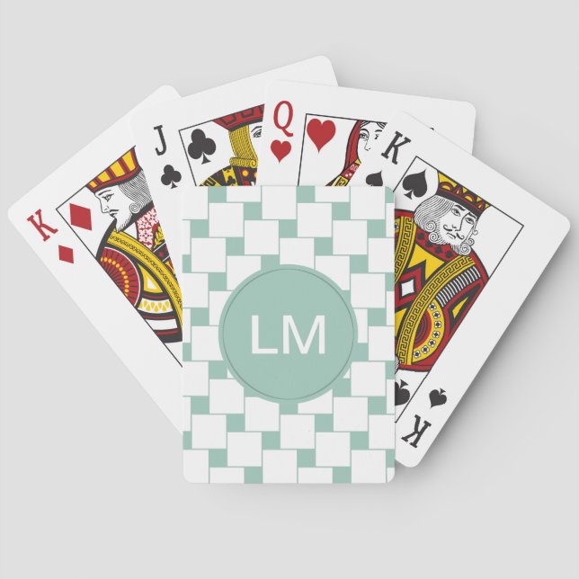 Baraja De Cartas Cuadrados trenzados divertidos Mint Green (Reverso)