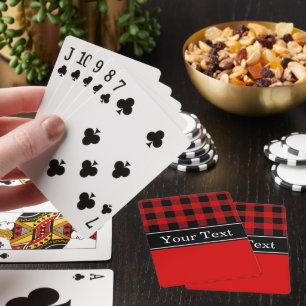Baraja De Cartas Cuadro de Búfalo Rojo y Negro CBN Monograma