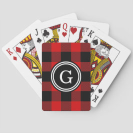 Baraja De Cartas Cuadro de Plaid Búfalo Negro Rojo 1IR