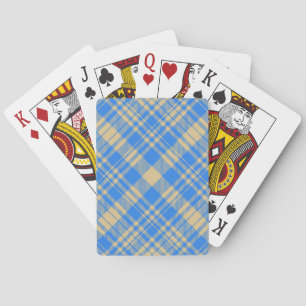 Baraja De Cartas Cuadro Escocés Tartán Azul y Amarillo