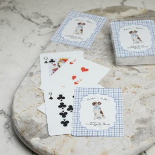 Baraja De Cartas Cuadros Azules   Ilustración de Perro Spaniel Boda