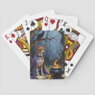 Baraja De Cartas Cuadros de Halloween de Basenji Dog