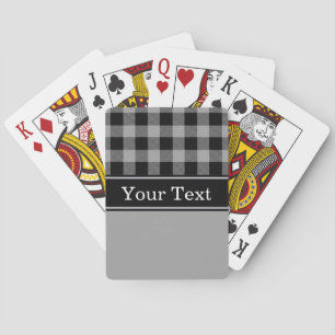 Baraja De Cartas Cuadros Negros Gris Oscuro de Búfalo Monograma CBN