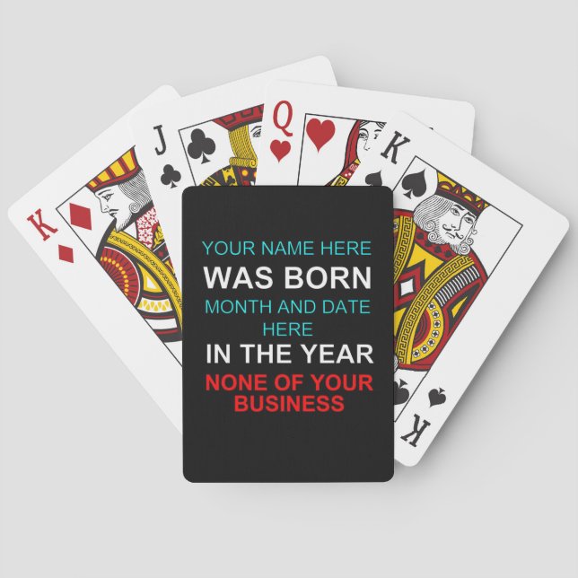 Baraja De Cartas ¿Cuántos años tengo? No es asunto tuyo (Reverso)