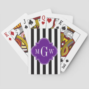 Baraja De Cartas Cuatro hojas púrpura con raya negra y blanca 3 Mon