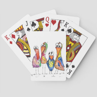 Baraja De Cartas Cuatro pájaros alegres y coloridos