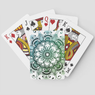 Baraja De Cartas Cubierta azul y verde de Mandala para tarjetas