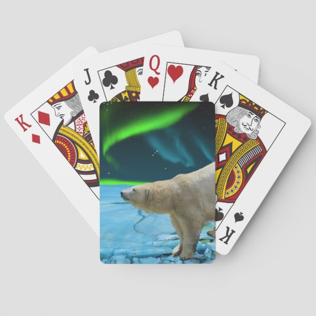 Baraja De Cartas Cubierta de arte del Ártico Polar Bear & Aurora (Reverso)
