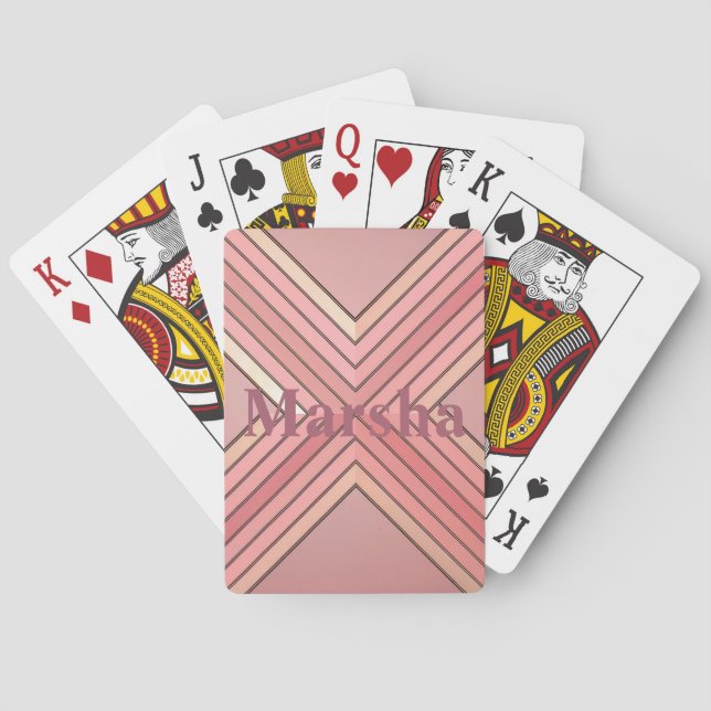 Baraja De Cartas Cubierta de la tarjeta Luxe Pink Gold Stripes (Reverso)
